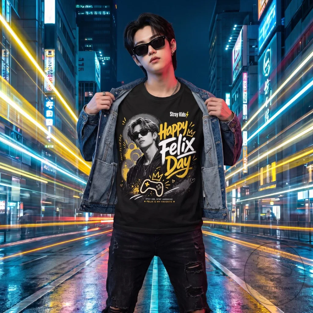 "Top Trending Graphic Tees: Celebrate Felix, Halloween, Taekook, Jungkook, Kobe" 7 Happy Felix Day Custom Graphic Tee